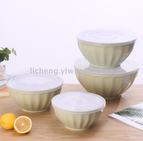 Vegetable and Fruit Basin with Lid Food Grade Pp Tableware Salad Bowl Plastic Bowl 