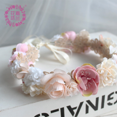 JL1645 new wedding dress accessories garland Weatern style imitation flower bride headgear wreath