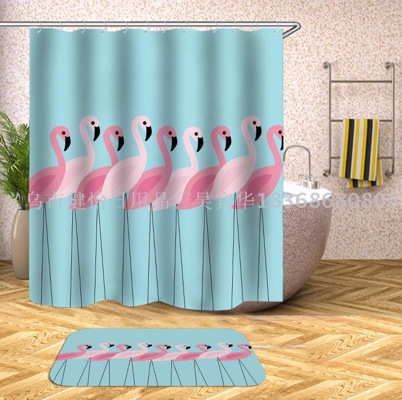 Flamingo Shower Curtain Doll Fabric Can, Tapestry Shower Curtain
