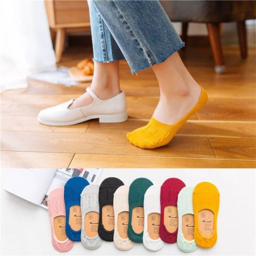 Spring and Summer Solid Color Invisible Ankle Socks Women‘s Korean Style Candy Color Cotton Women‘s Socks Stall Supply Factory Wholesale