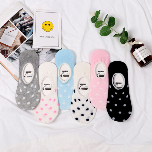 Polka Dot Mesh Breathable Low Top Invisible Socks Women‘s Boat Socks Cotton Short Foot Sock Korean Socks Wholesale 