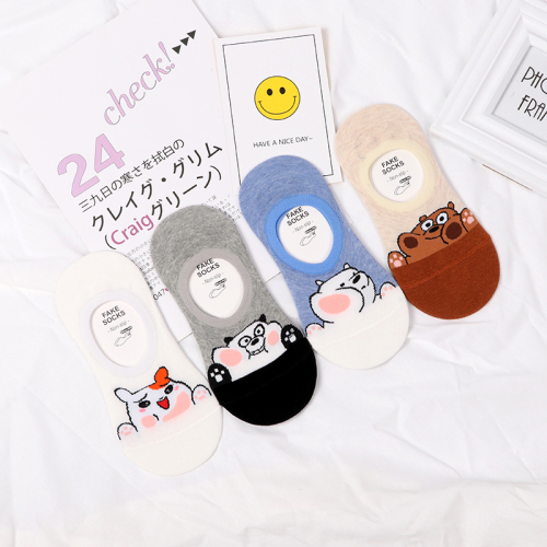 Facial Expression Bag Cartoon Low Top Invisible Socks Women‘s Boat Socks Women‘s Cotton Socks Korean Style Socks Wholesale
