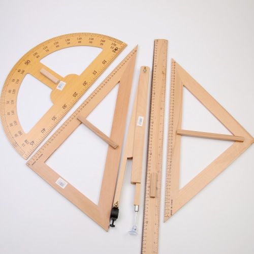Compasses Set Square Protractor Teacher‘s Teaching Wooden Set Square 50cm Semicircle Protractor Teaching Aids Ruler