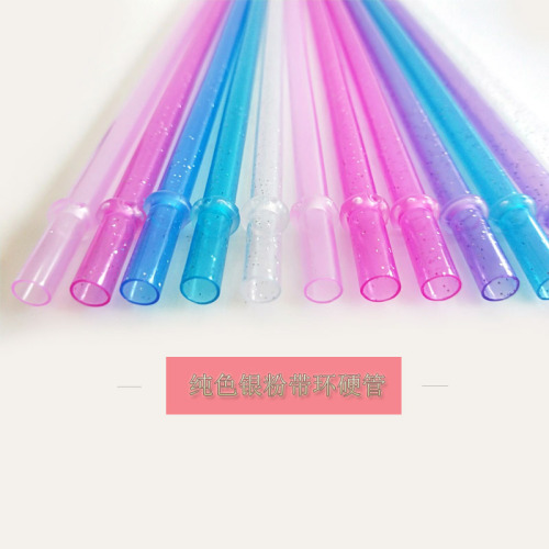 disposable plastic straw solid color silver powder straw hardened creative straw party straw