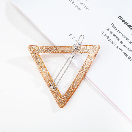 Hairpin Korean Style Champagne Gold Side Clip Acrylic Barrettes Triangle Hair Accessories Wholesale