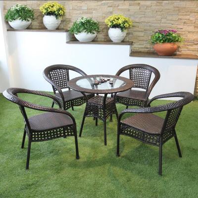Savage valley cane chair outdoor leisure table and tea table three-piece set indoor balcony garden rattan table and chair five-piece set