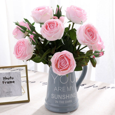European style single artificial flower table decoration rose wholesale