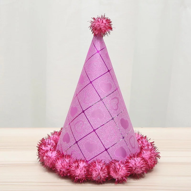 儿童派对用品生日帽手工制作毛球帽装饰道具节日派对用品party