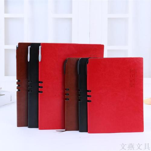 Xinmiao Spot Poly Urethane Leather Notebook Business Notepad Thickened Meeting Notebook with Pen Customizable Logo