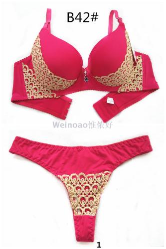 Cross-Border European and American Foreign Trade Bra Set Water Soluble Flower Palm Cup