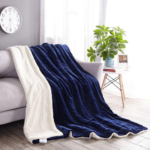 autumn and winter new coral fleece comfortable cotton fleece double layer blanket solid color ab version lambswool blanket factory direct sales customized gift
