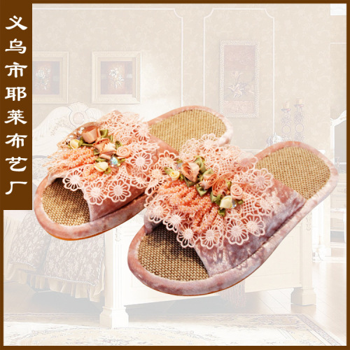SOURCE Professional Manufacturers Design Breathable Linen Breathable Tendon Bottom Lace Fabric Home Slippers