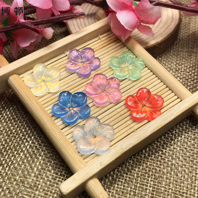 Resin flower five petals imitation shell plum carving diy material 16mm hairpin step shake loose pearl hanfu handmade accessories