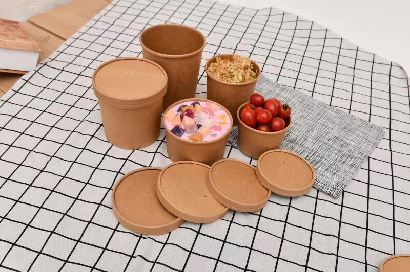 Disposable Cowhide Paper Soup Cup Customized Thicken Kraft P...