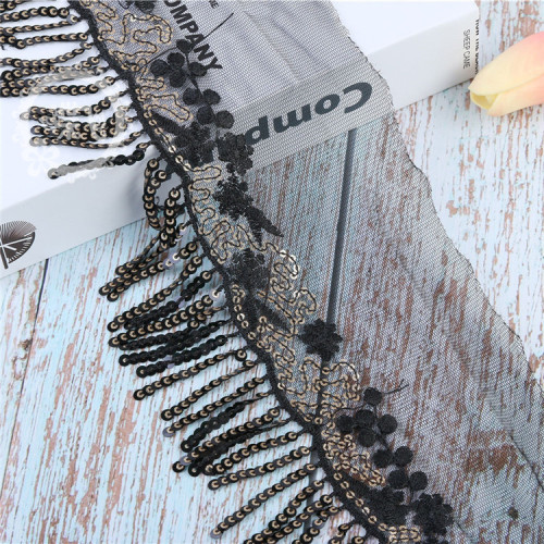 13cm Mesh Gauze Wave Sequined Sequined Bead Hanging Beard Ethnic Embroidery High-End Dress Princess Dress Clothing Accessories