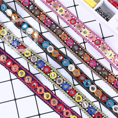 factory spot wholesale popular small lens embroidery lace ethnic style embroidery lace ribbon clothing accessories