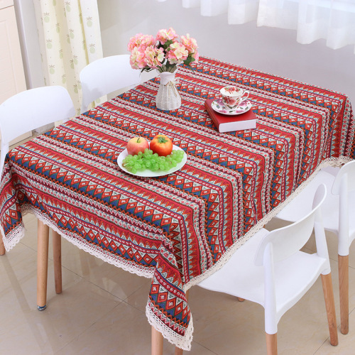 Factory Customized Bohemian Fashion Tablecloth and Coffee Table Cloth Mediterranean Cotton Linen Fabric Dining Table Cloth Tablecloth Wholesale