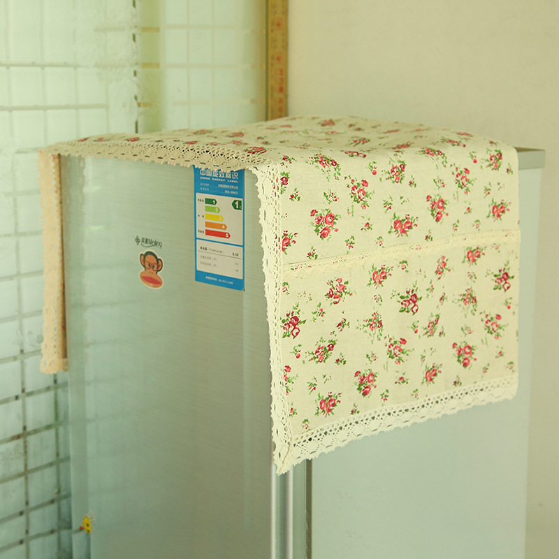 Korean fabric refrigerator towel broken flower Lace househol...