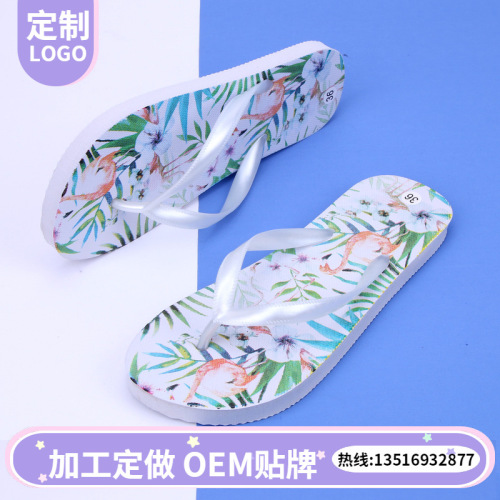 source manufacturer flamingo summer slippers beach shoes women pe flip-flop support sample customization