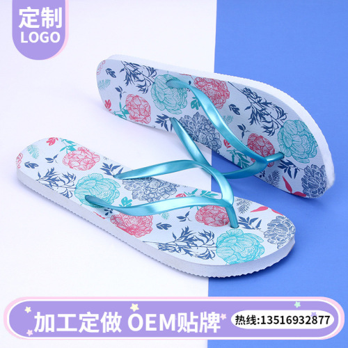 foreign trade new pe women‘s printed beach flip-flops women‘s sandals factory custom wholesale