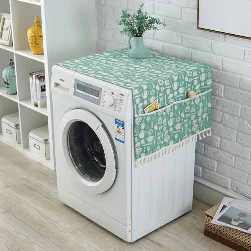 mori style cotton linen fabric washing machine cover cloth single door refrigerator multi-purpose dust cloth factory spot supply