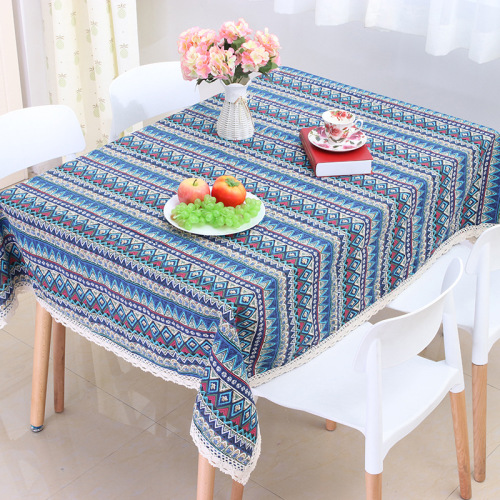 new hot sale fabric ethnic style cotton linen vintage tablecloth bohemian style home tablecloth factory wholesale customization