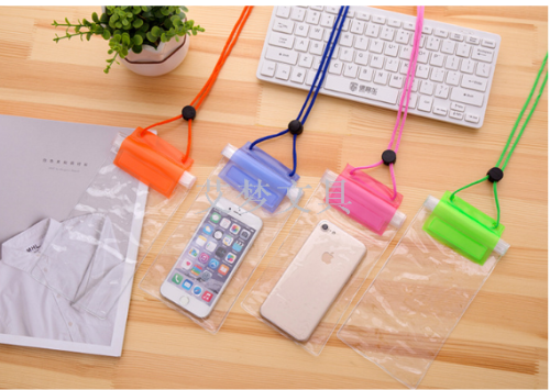 Fully Transparent Mobile Phone Waterproof Bag Outdoor Travel Swimming Storage Bag Velcro Touch Screen Tri-Fold Waterproof Bag 