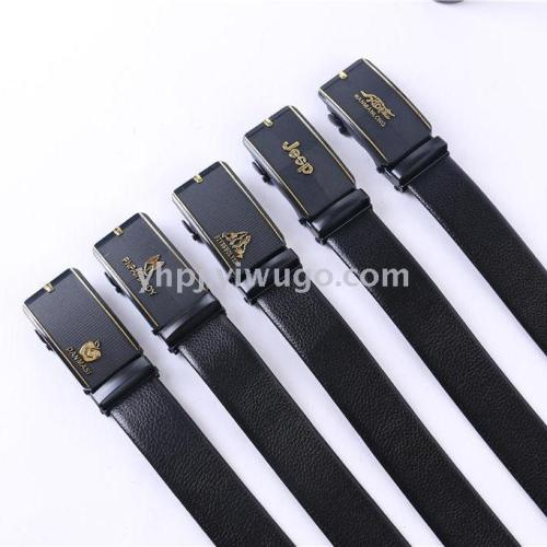 Men‘s Leather Belt Automatic Buckle Belt Litchi Pattern Edge Scratch-Resistant Automatic Belt Factory Wholesale Belt Men‘s Business Leisure