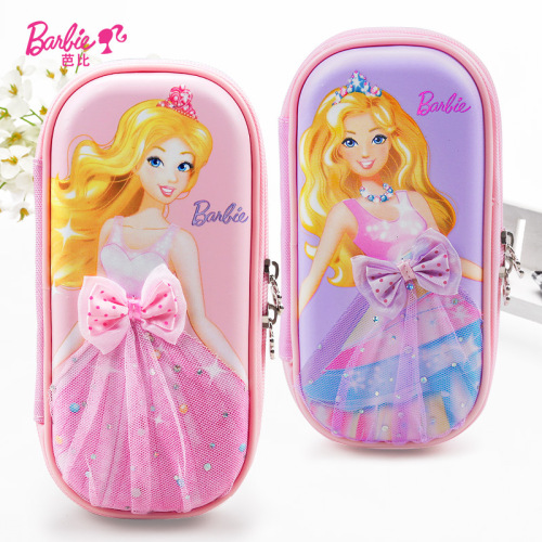 barbie children‘s pencil case female simple stationery box girls grade 1-3 learning tools primary school princess pencil bag