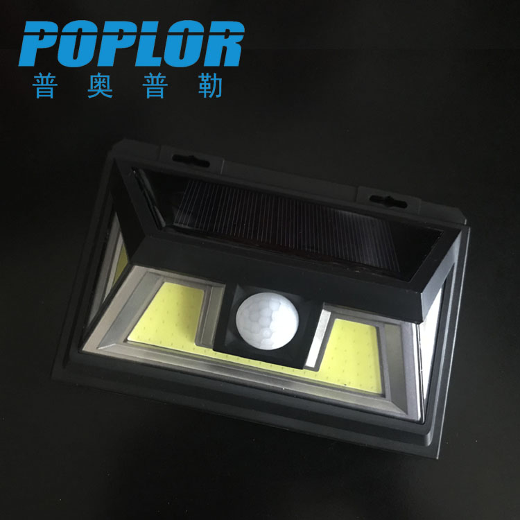 LED solar wall lamp 10W human body sensor courtyard wall lamp outdoor light COB three side glow