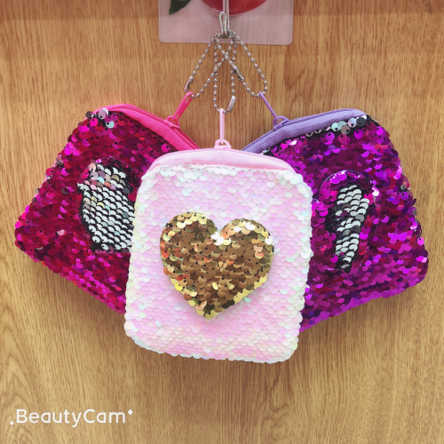 coin purse plush sequined wallet square sequined patch coin purse love wallet coin bag wallet