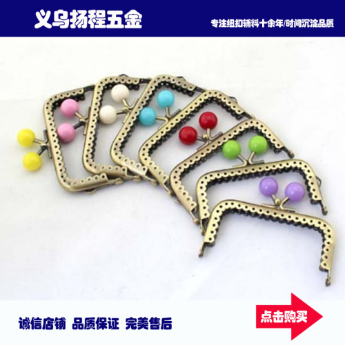 spot supply 8.5cm square glossy lace candy head mouth gold qinggu coin purse clip diy handmade bag accessories