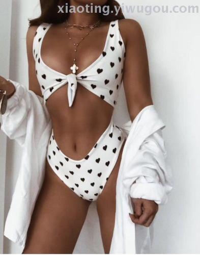 bikini foreign trade european and american new sexy women‘s printed open belly one-piece swimsuit nylon quality factory direct sales