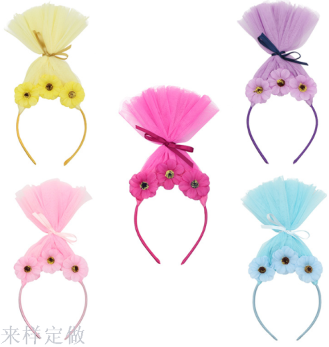 new trolls cos wig hair hoop festival performance headdress torlls bobbi princess headband hair accessories