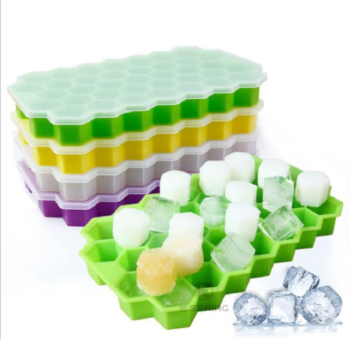 creative silicone honeycomb silicone ice tray with lid creative stackable 37 grid ice box easy demoulding ice tray mold