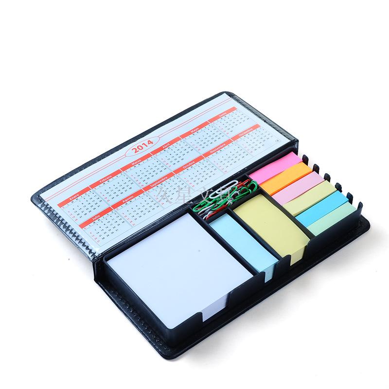 Supply PU leather cover post it memo with box holder sticky notes memo box-