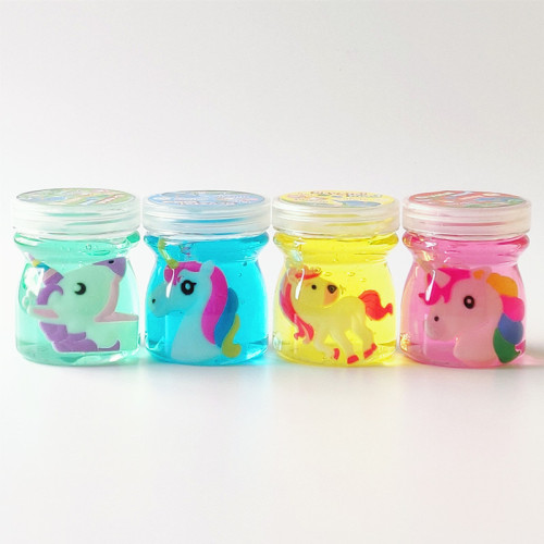 New Pudding Bottle Unicorn Dinosaur Animal Crystal Mud Slim Transparent Slim Colored Clay DIY Wholesale Custom