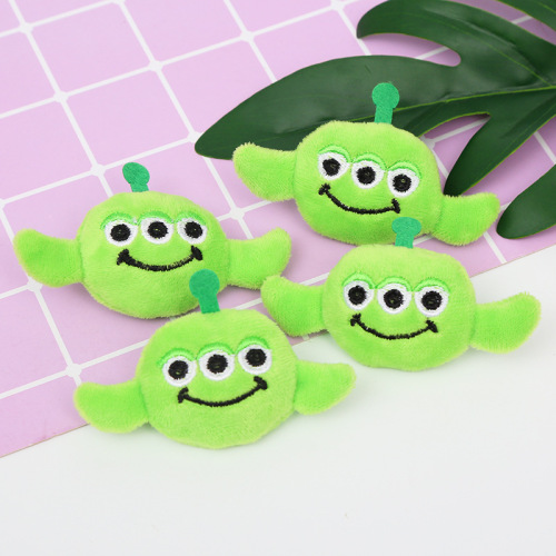 Cotton-Filled Cartoon Cartoon Three-Eyed Monster Clothing Accessories Brooch DIY Ornament Cotton-Filled Semi-Finished Products Cartoon Head Accessories 