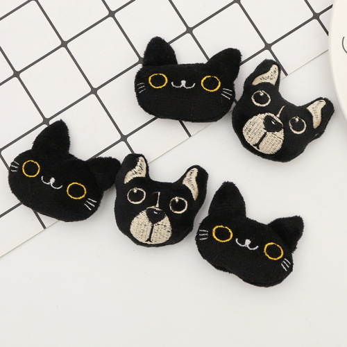 Korean Style Plush Toy Brooch Accessories Cute black Dog Black Cat Toy Accessories Can Be Sample Customized Clothing Accessories