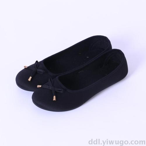 spot bowknot cloth shoes slip-on black single-layered shoes women‘s pumps plus size