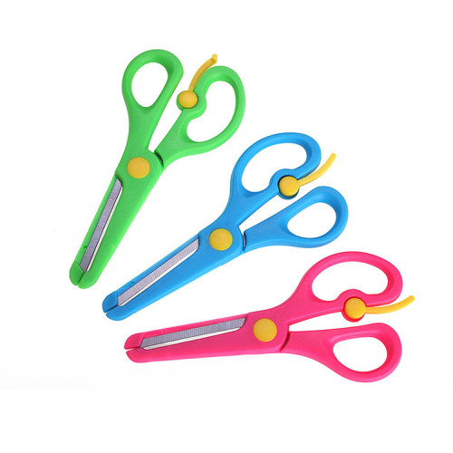 children student scissors labor-saving elastic safety small scissors plastic edging does not hurt hand round head manual scissor paper scissors