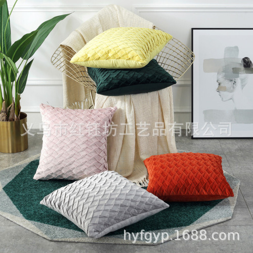 Dutch Velvet Pillow Cushion simple Modern Solid Color High-Grade Soft Crumpled Cushion Sofa Cushion Flannel Pillow Cover