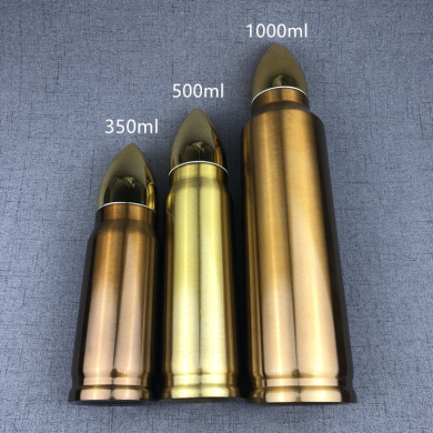 304不锈钢真空炮弹杯1000ml军旅保温壶布套便携大容量保温瓶