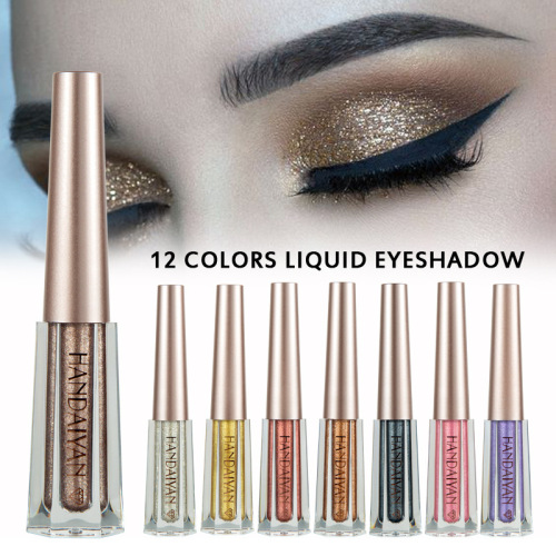 Handaiyan Cross-Border for Diamond Pearlescent Liquid Eye Shadow 12 Color Shining Colorful Eye Shadow Liquid 