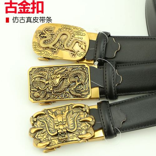 Ancient Gold Antique Leather Leisure Business Automatic Belt Snow Wolf Snow Wolf 