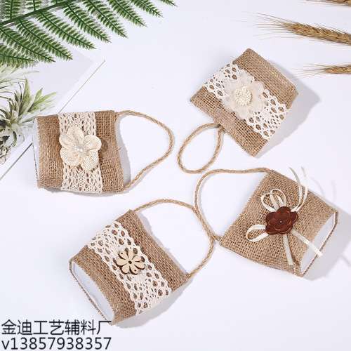 Factory Direct Cross-Border Exclusive Linen Candy Bag Wedding Festival Decoration Candy Bag Christmas Packaging Kids Gift 