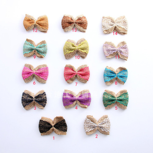 Factory Direct Cross-Border Exclusive Hot-Selling Clothing Shoes and Hats Exquisite Lace Bow color Linen Bow 