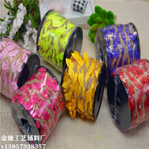 Factory Direct Sales Exclusive for Cross-Border Mulitcolor Leaves Hemp Rope Braid Boxed Craft Decorative Rope Festival Decorative Rope Wholesale