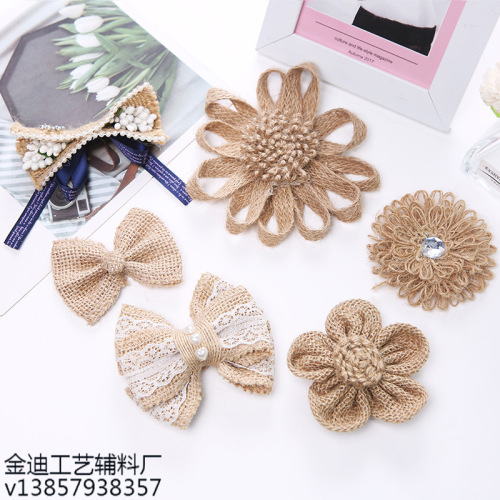Factory Direct Cross-Border Exclusive for Handmade Fabric Bowknot DIY Handmade Clothing Hat Decorative Flower Customization