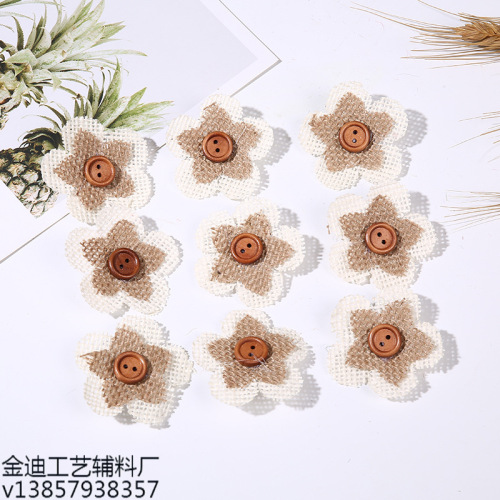 Factory Direct Sales Exclusive for Cross-Border New Two-Color Linen Flower Strap Pin Clothing Hair Accessory Hairpin Decorative Linen Flower